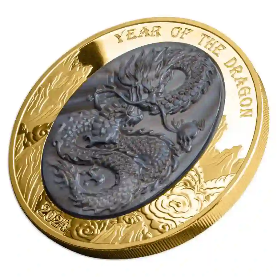 2024 Year of the Dragon 5 oz Mother of Pearl 24K Gold Proof Coin