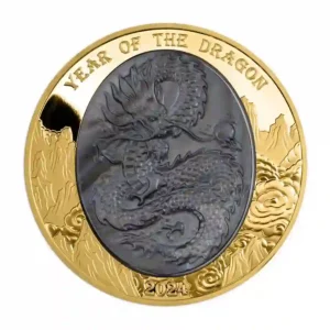 2024 Solomon Islands 5 Ounce Year of the Dragon Mother of Pearl 24K Gold Proof Coin