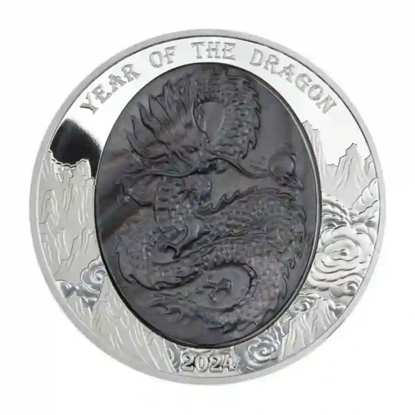 2024 Solomon Islands 5 Ounce Year of the Dragon Mother of Pearl Silver Proof Coin