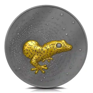 2023 Cameroon 2 Ounce Gecko Dark Gilded Silver Proof Coin