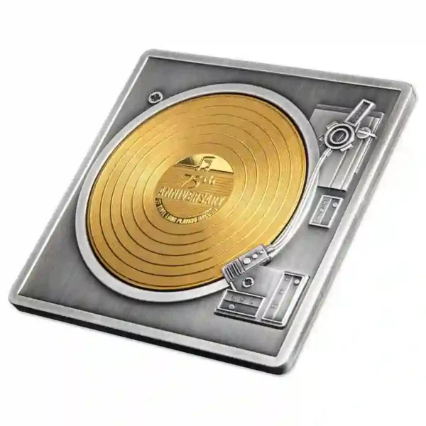 2023 Vinyl Record 3 oz Gold Plated Silver Coin