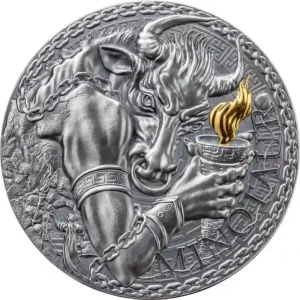 2023 Cameroon 1 Ounce Minotaur 24K Gilded High Relief Silver Coin