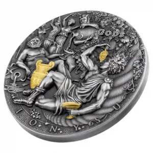 2022 Gods Dionysus 2 oz Ultra High Relief Gilded Silver Coin