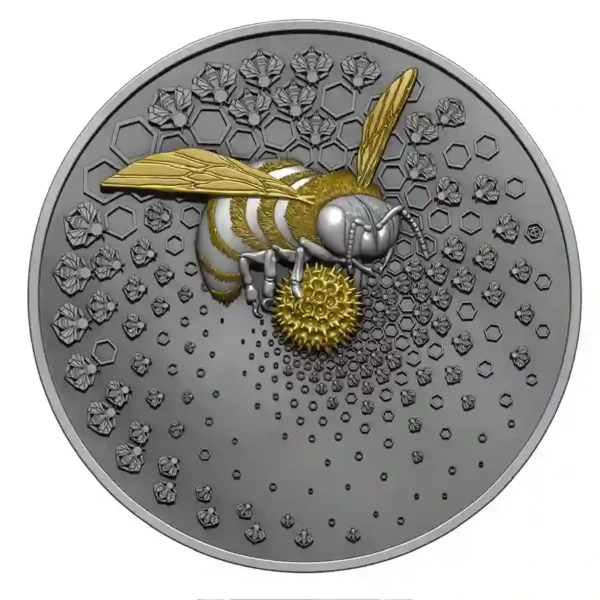 2023 Liberia 2 Ounce Bee Ultra High Relief Gilded Silver Proof Coin