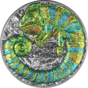 2023 Niue 2 Ounce Representitives of the Species Chameleon UHR Enobled Silver Coin