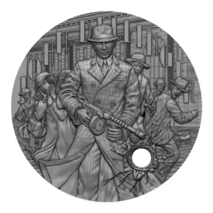 2022 Niue 2 Ounce Gangsters John Dillinger Ultra High Relief Silver Coin