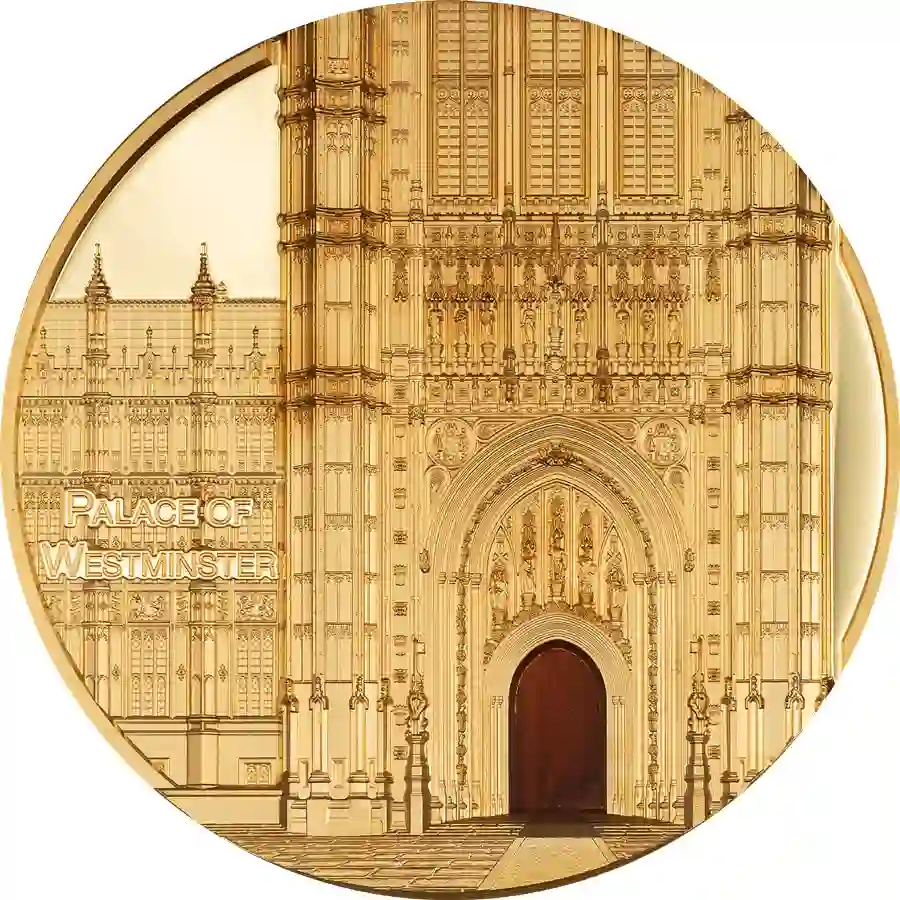 2023 Palau 5 Ounce Tiffany Art Metropolis Westminster Palace Gold Proof Coin
