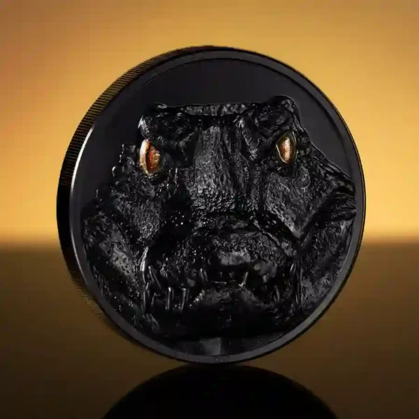 Caiman Hunters by Night Obsidian Black Silver Coin