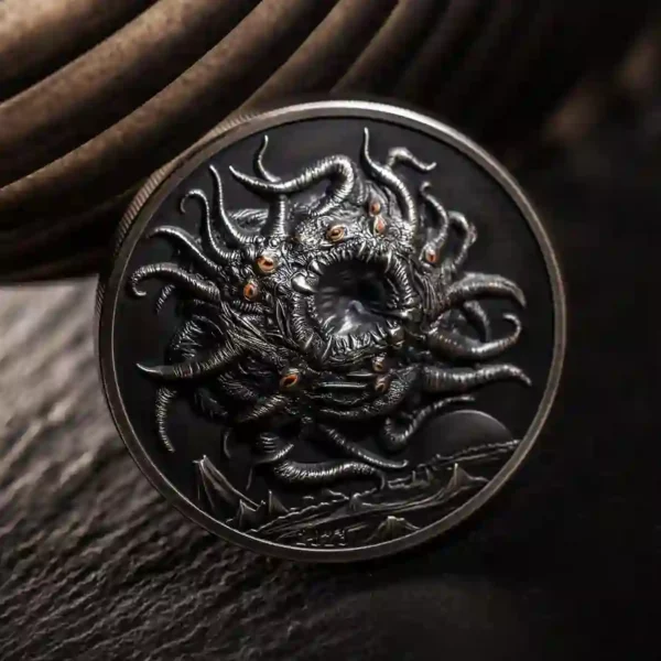 H.P. Lovecraft Cthulhu Mythos Azathoth Antique Finish Silver Coin