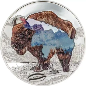 2023 Mongolia 2 Ounce Into the Wild Bison Ultra High Relief Silver Proof Coin