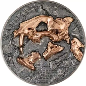 2023 Mongolia 1 Ounce Evolution of Life Nimravidae Gold Plated Silver Coin