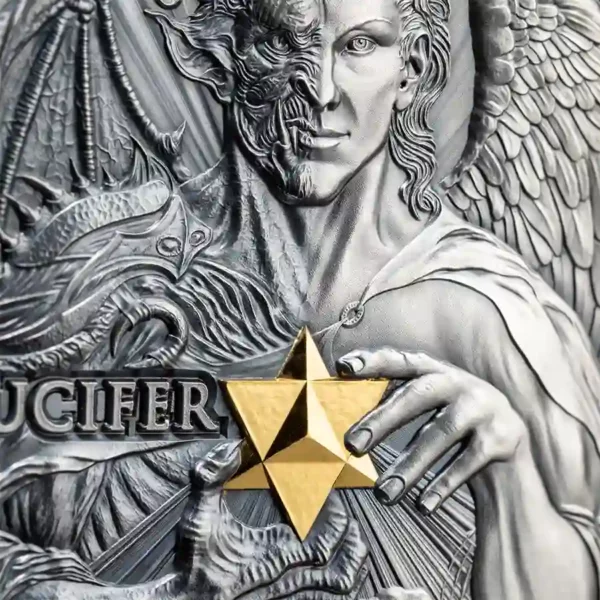2023 Lucifer Morning Star 2 oz Gilded Antique Finish Silver Coin