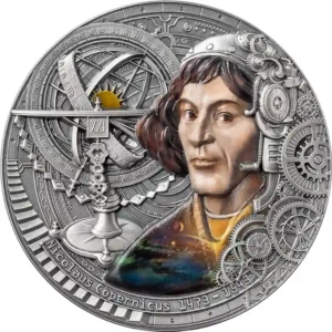 2023 Cameroon 2 Ounce Nicolas Copernicus Colored Antiqued Silver Coin