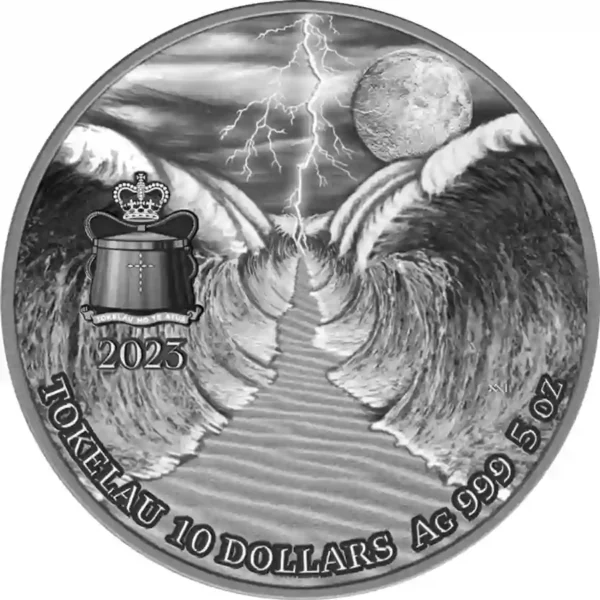 2023 Tokelau 5 oz The Exodus High Relief Antique Finish Silver Coin