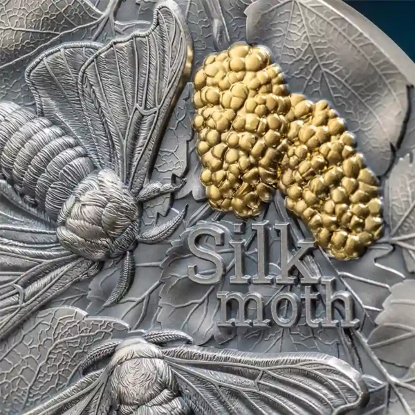 2023 Silk Moth HR Gilded Antique Finish Silver Coin