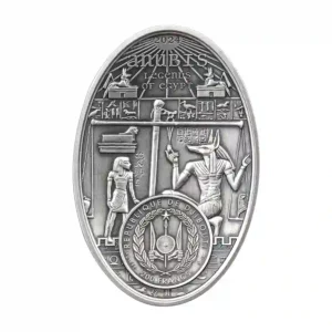 2024 Djibouti 3 oz Anubis 3D Shaped Antiqued Silver Coin