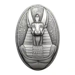 2024 Djibouti 3 Ounce Anubis 3D Shaped Antiqued Silver Coin