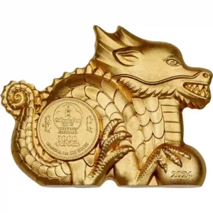 2024 Mongolia 1 oz Lunar Year Great Gilded Dragon Silver Coin