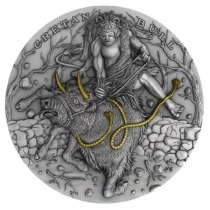 2023 Niue 2 Ounce Twelve Labours of Hercules Cretan Bull High Relief Silver Coin