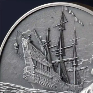 2023 Queen Anne's Revenge 2 oz High Relief Antiqued Silver Coin