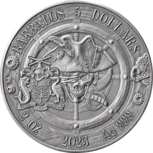 2023 Barbados 2 oz Queen Anne's Revenge High Relief Antiqued Silver Coin