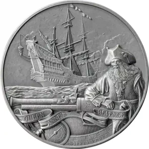 2023 Barbados 2 Ounce Queen Anne's Revenge High Relief Antiqued Silver Coin