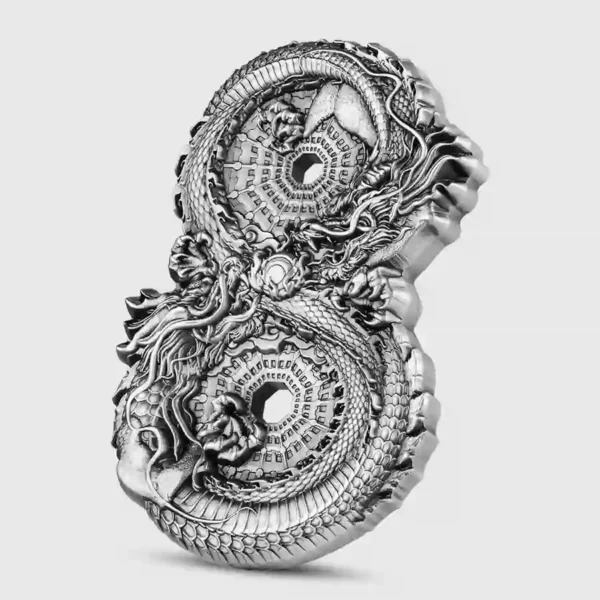 Figure 8 Dragons UHR Antique Finish Silver Coin