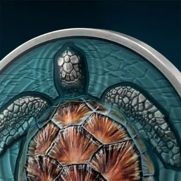 2023 Loggerhead Sea Turtle High Relief Color Silver Coin