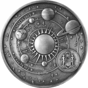 2023 Malta 2 oz Nicolaus Copernicus Antiqued Silver Coin
