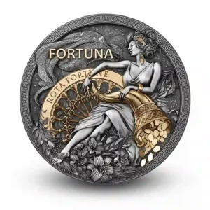 2023 Niue 2 Ounce Fortuna High Relief Gilded Antique Finish Silver Coin