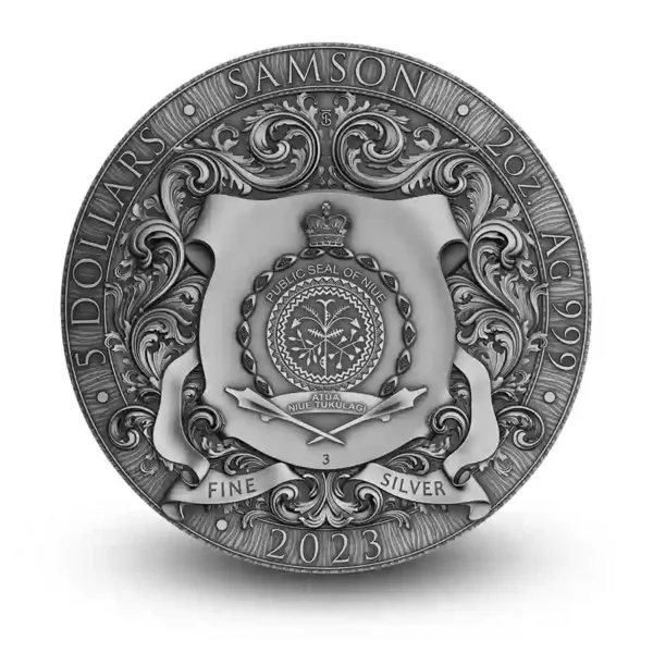 2023 Niue 2 oz Samson High Relief Antique Finish Silver Coin