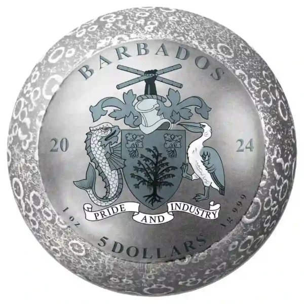 2024 Barbados 55th Anniversary Moon Landing 1 oz Spherical Silver Coin