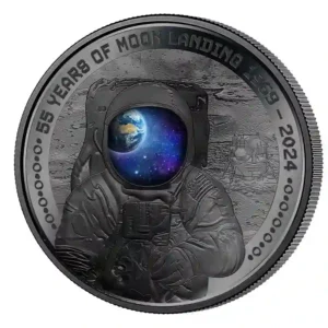 2024 Barbados 1 Ounce 55th Anniversary Moon Landing UHR Black Proof Silver Coin