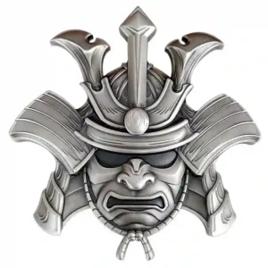 2024 Solomon Islands 10 Ounce Samurai Helmet Antique Finish Silver Coin