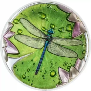 2024 Palau 1 Ounce Lily Pad Dragonfly High Relief Colored Silver Proof Coin