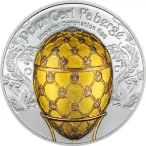 2024 Mongolia 2 Ounce Peter Carl Faberge Imperial Coronation Egg Silver Proof Coin