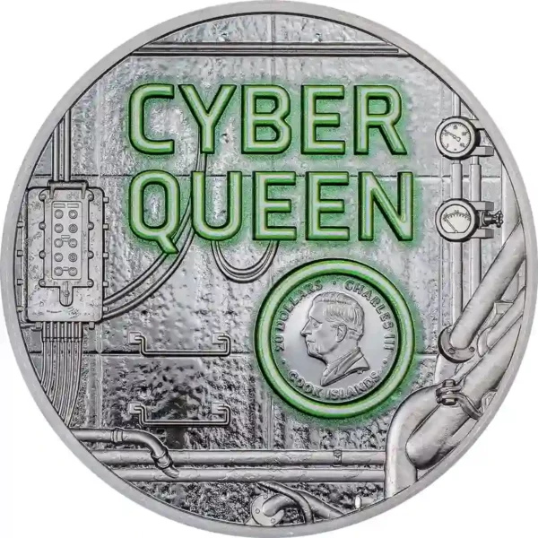 2024 Cook Islands 3 oz Cyber Queen Rebirth Black Proof Silver Coin