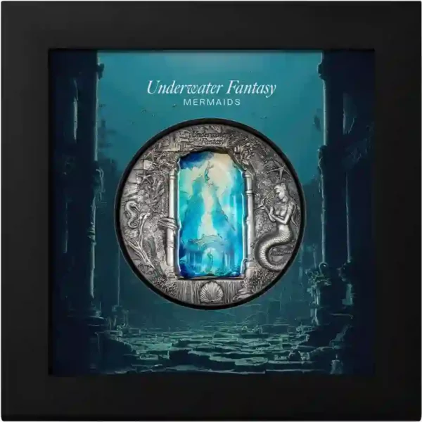 2024 Underwater Fantasy Mermaid 3 oz High Relief Antiqued Silver Coin