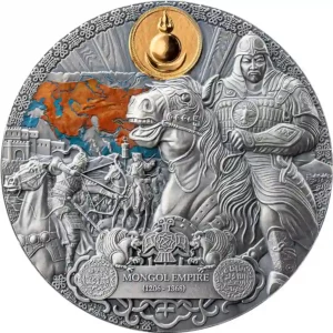 2024 Cameroon 2 Ounce Mongol Empire 24K Gilded High Relief Silver Coin