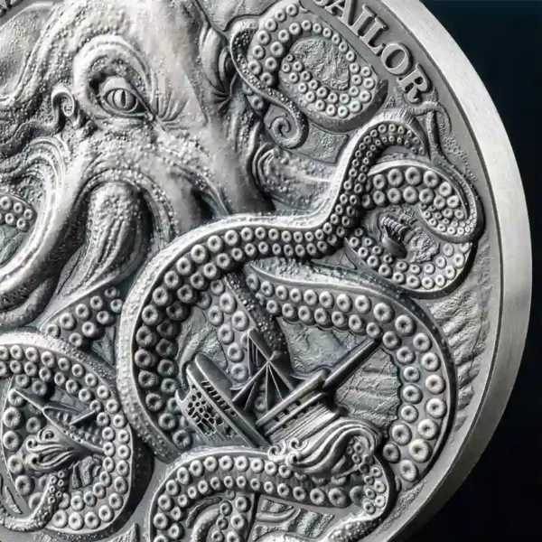 2024 Kraken 1 oz High Relief Antique Finish Silver Coin