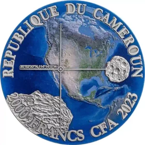 2023 Cameroon 50 Gram Gold Basin Meteorite Color Antique Finish Silver Coin
