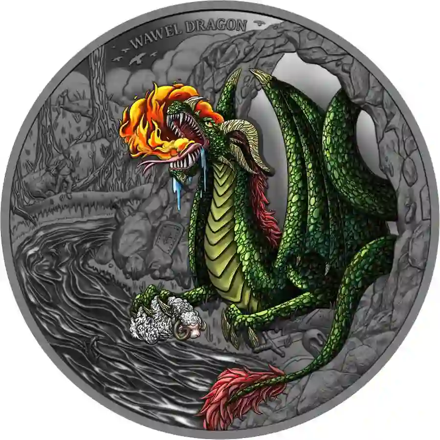 2024 Niue 2 Ounce Wawel Dragon High Relief Color Ruthenium Silver Coin