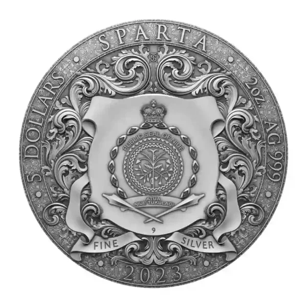 2023 Sparta High Relief Antique Finish Silver Coin