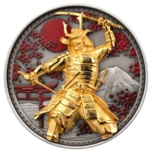 2024 Samoa 5 Ounce Samurai High Relief Antique Finish Silver Coin