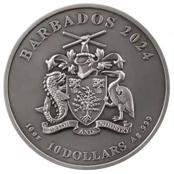 2024 Barbados 10 oz Batman The Dark Knight Antique Finish Silver Coin