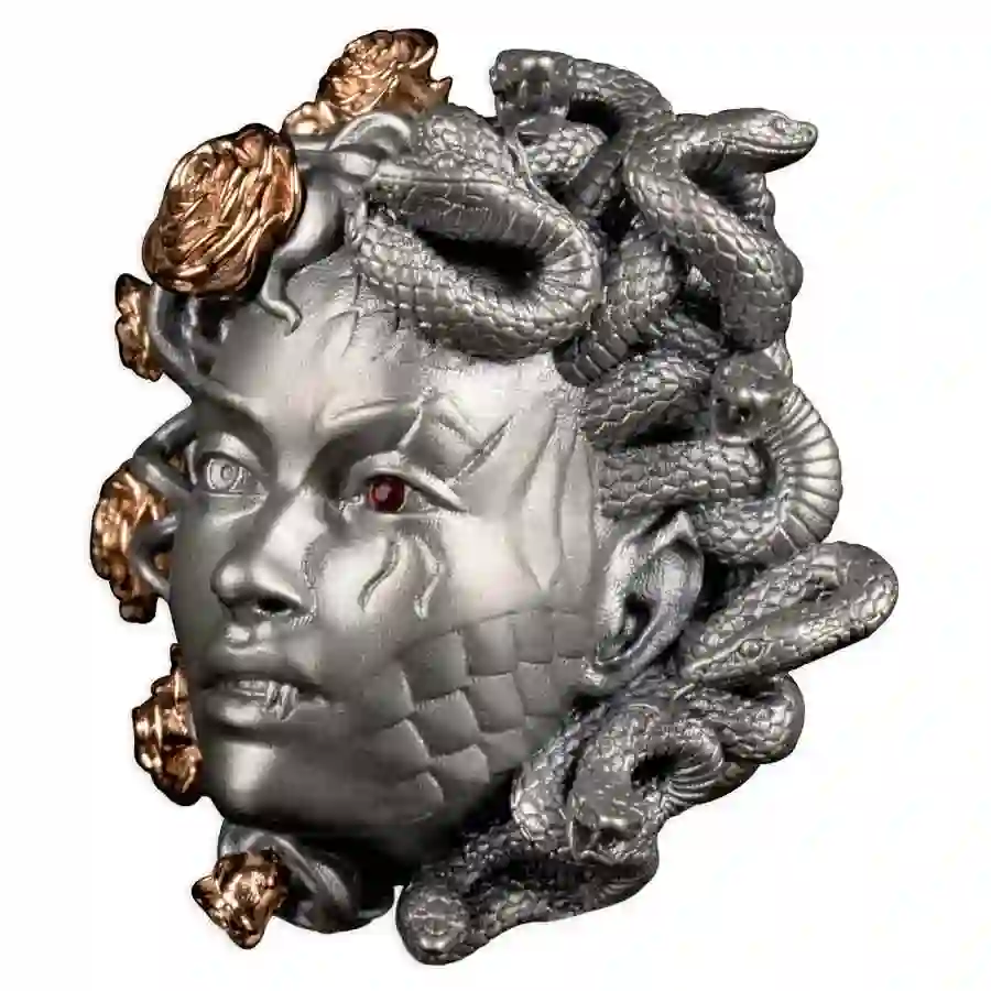 2024 Barbados Medusa 3 oz Antique Finish Silver Coin