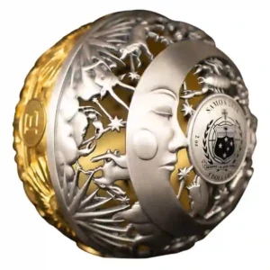 2024 Samoa 2 Ounce Sun & Moon Filigree Spherical Silver Coin