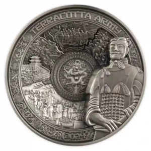 2024 Samoa 1 Kilogram Terracotta Army Multi-Layer Antique Finish Silver Coin
