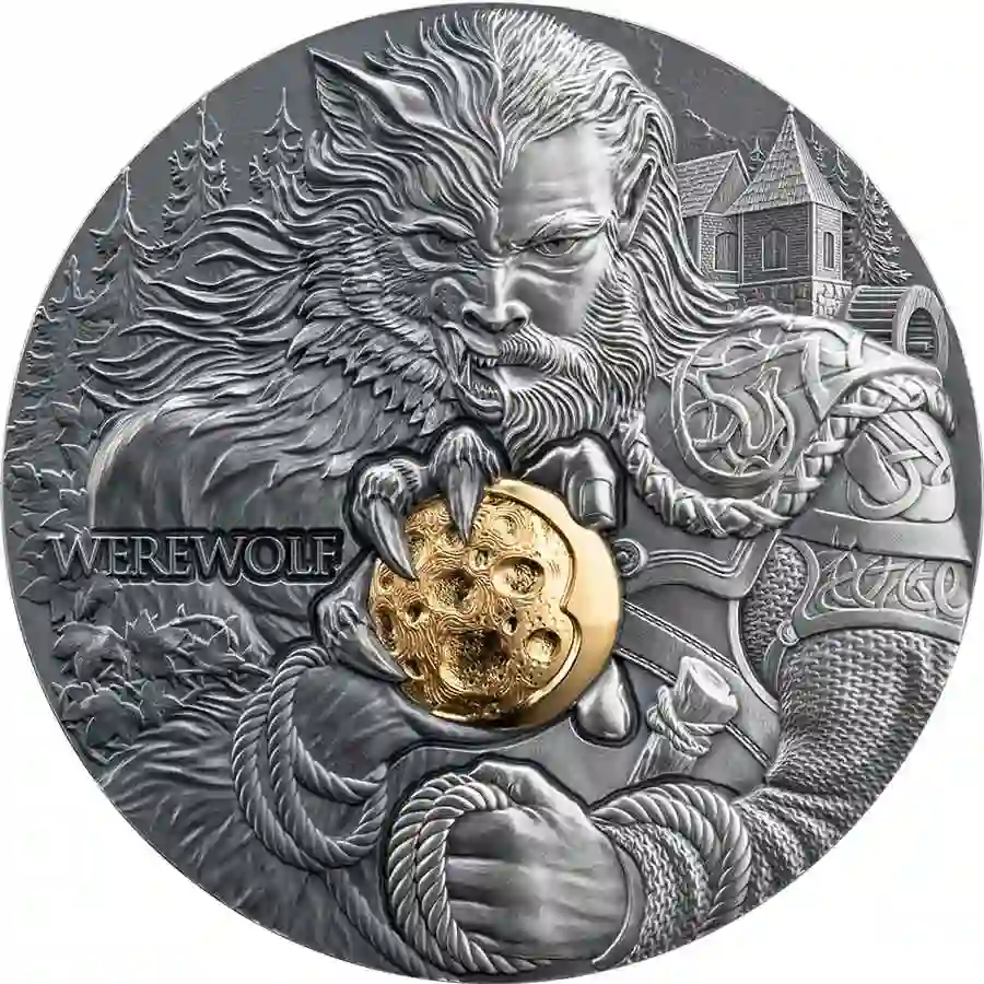 2024 Cameroon 2 Ounce Werewolf High Relief Antique Finish Silver Coin
