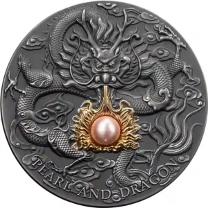 2024 Niue 2 Ounce Pink Pearl & Dragon High Relief Gilded Silver Coin